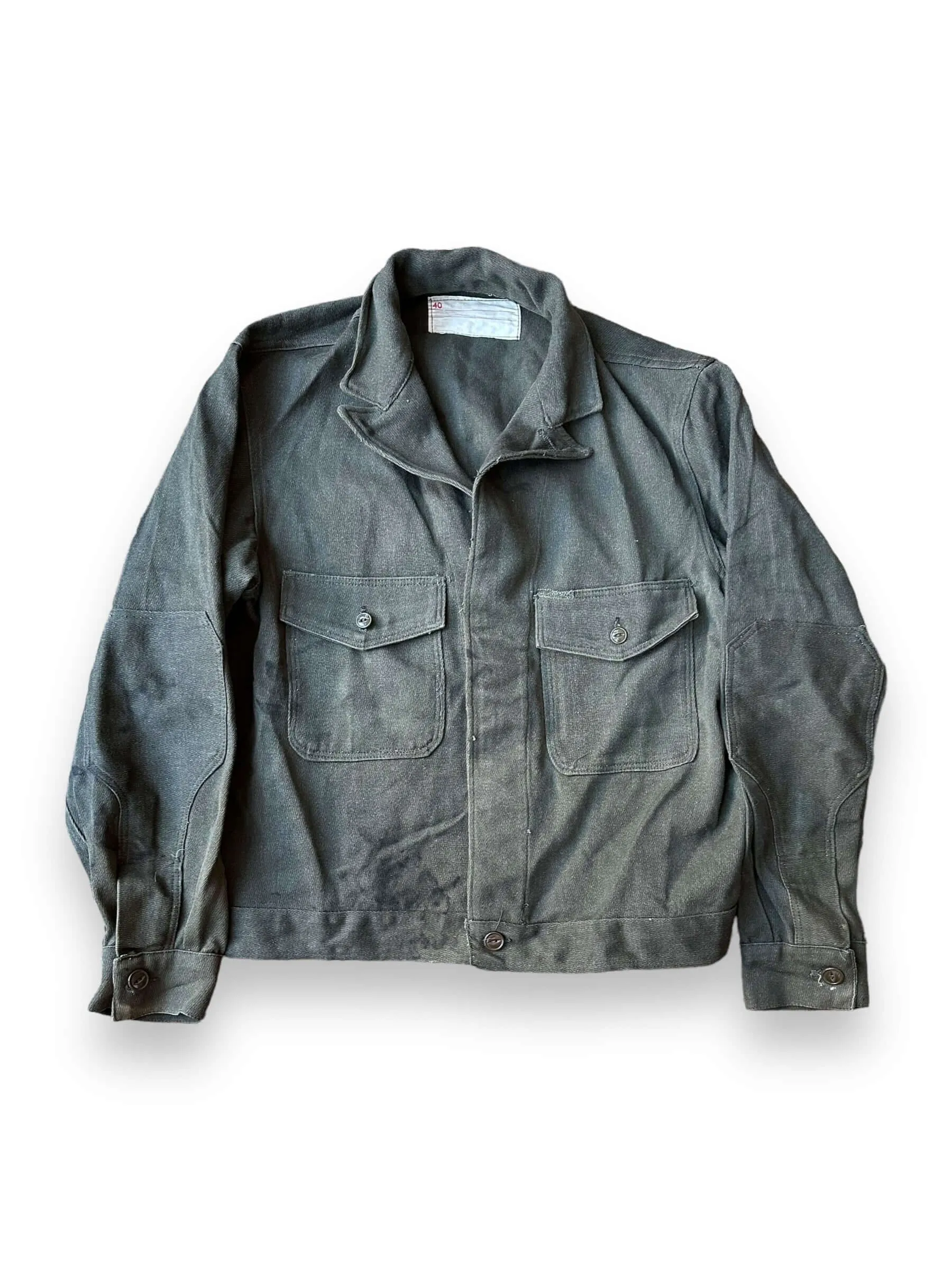Vintage Oil Stained Green Work Jacket SZ 40