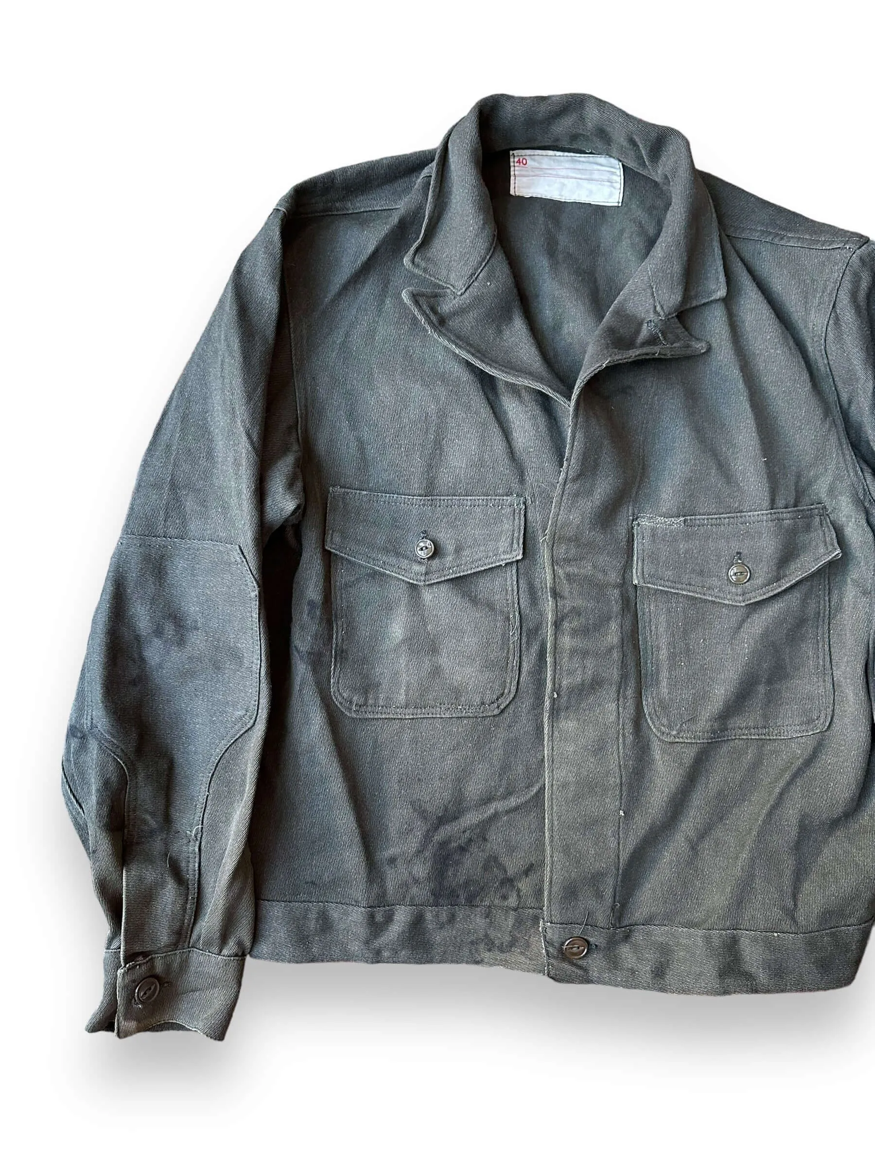 Vintage Oil Stained Green Work Jacket SZ 40