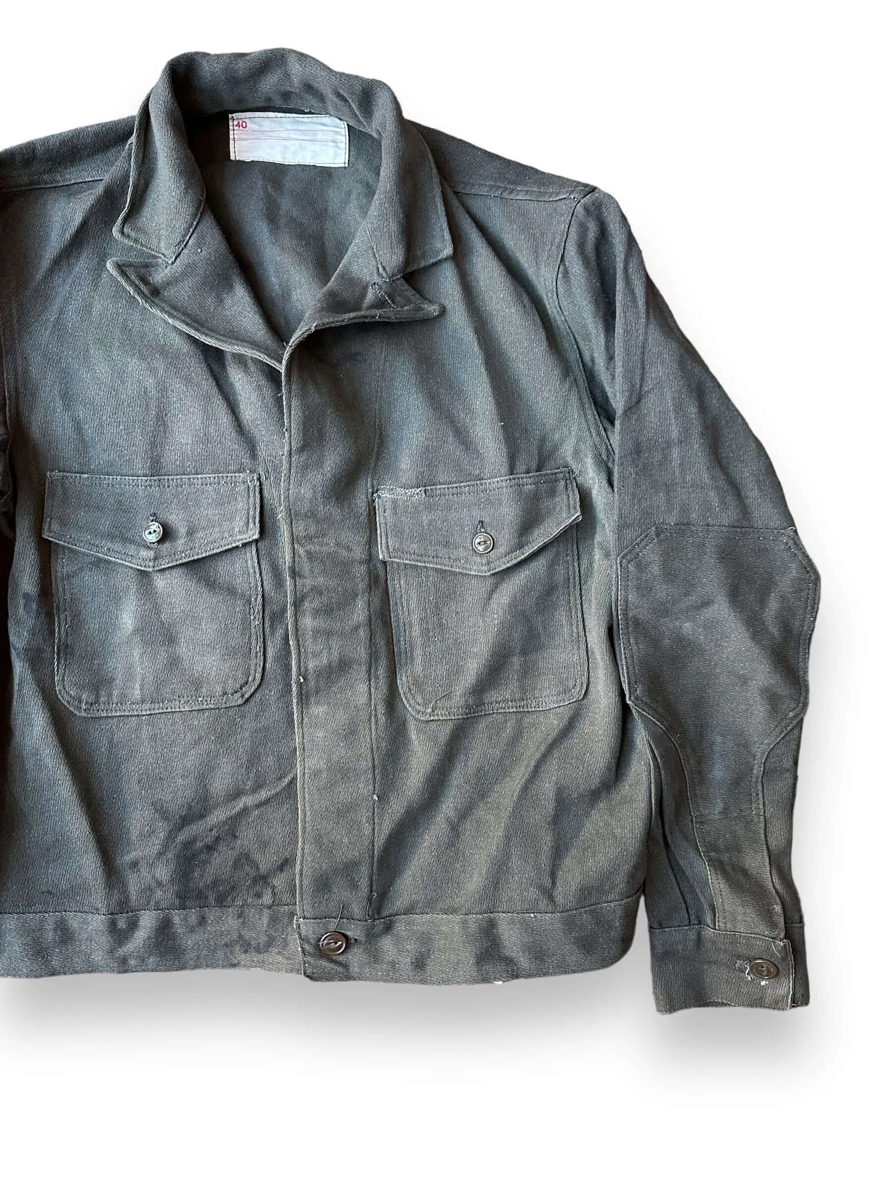 Vintage Oil Stained Green Work Jacket SZ 40