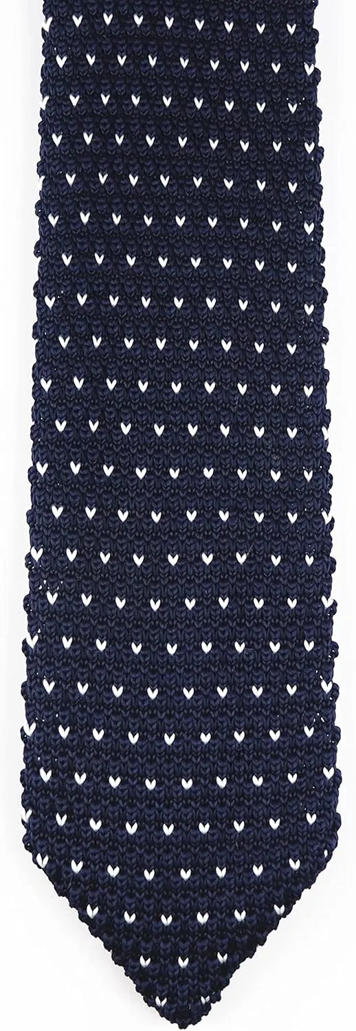 Vizakiss Men's Skinny Knit Tie Vintage Casual Formal Designer Necktie Pointed Bottom