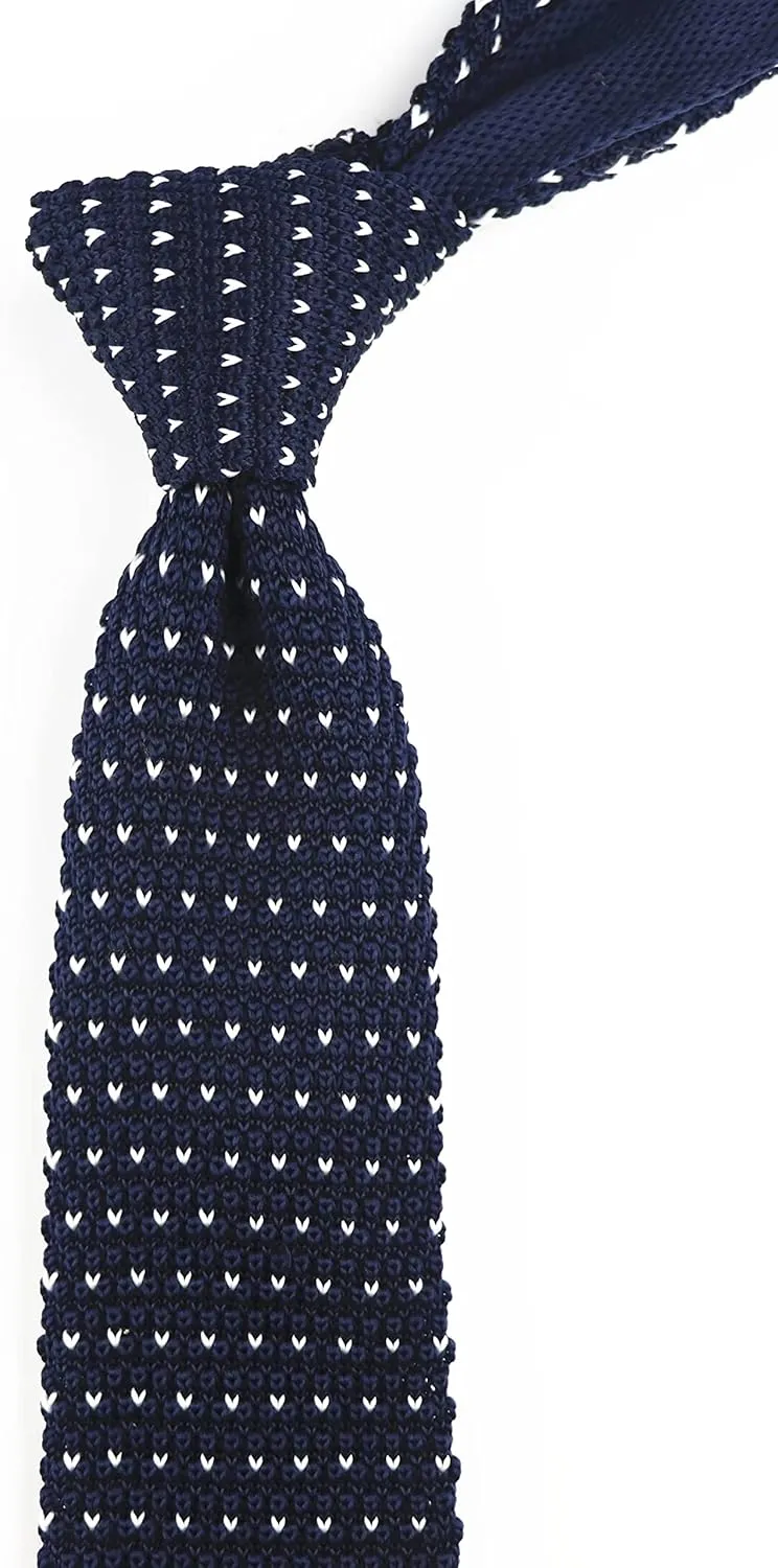 Vizakiss Men's Skinny Knit Tie Vintage Casual Formal Designer Necktie Pointed Bottom