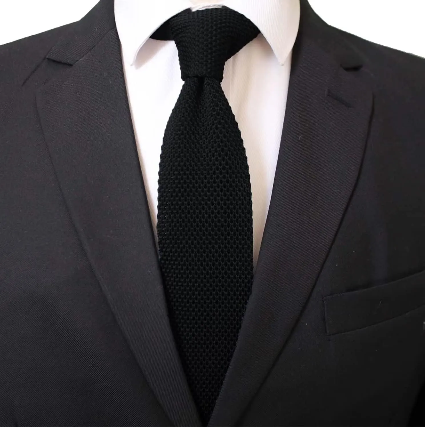 Vizakiss Men's Solid Color Skinny Knit Tie Smart Formal Cotton Necktie Flat Bottom