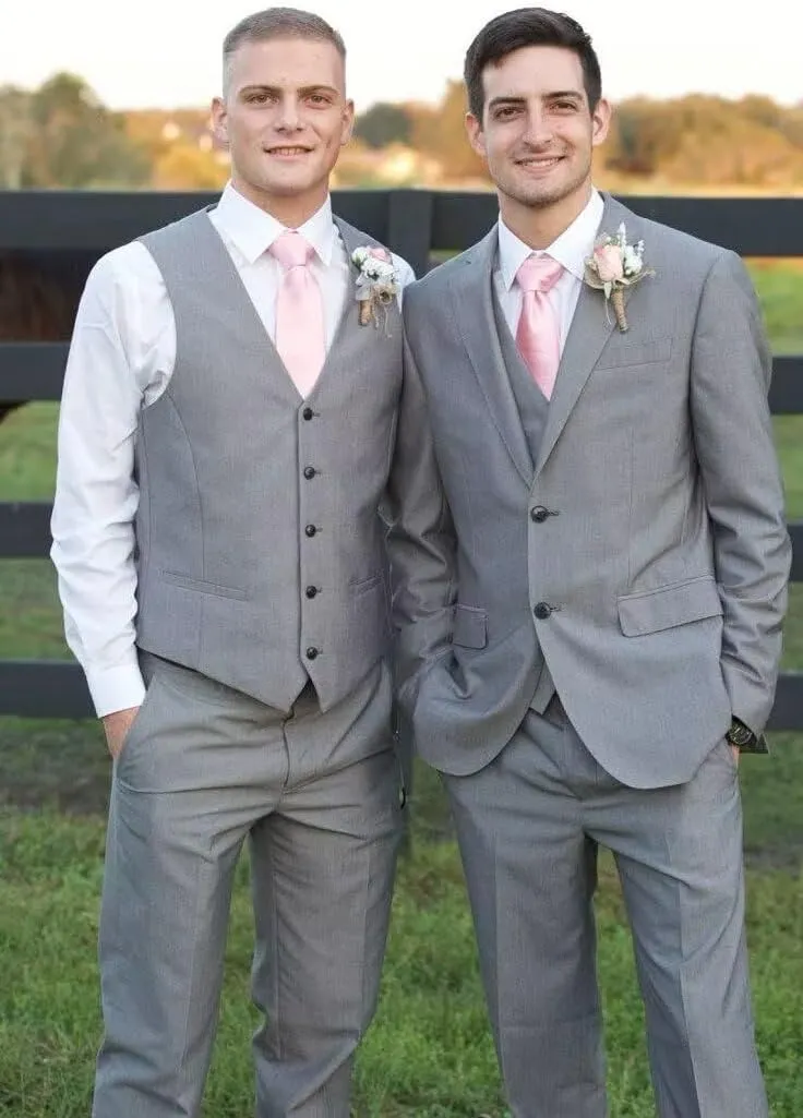 Wangyue Mens Suit 3 Piece Slim Fit Suit Wedding Prom Tuxedo Formal Business Suits Blazer Vest Pants Set