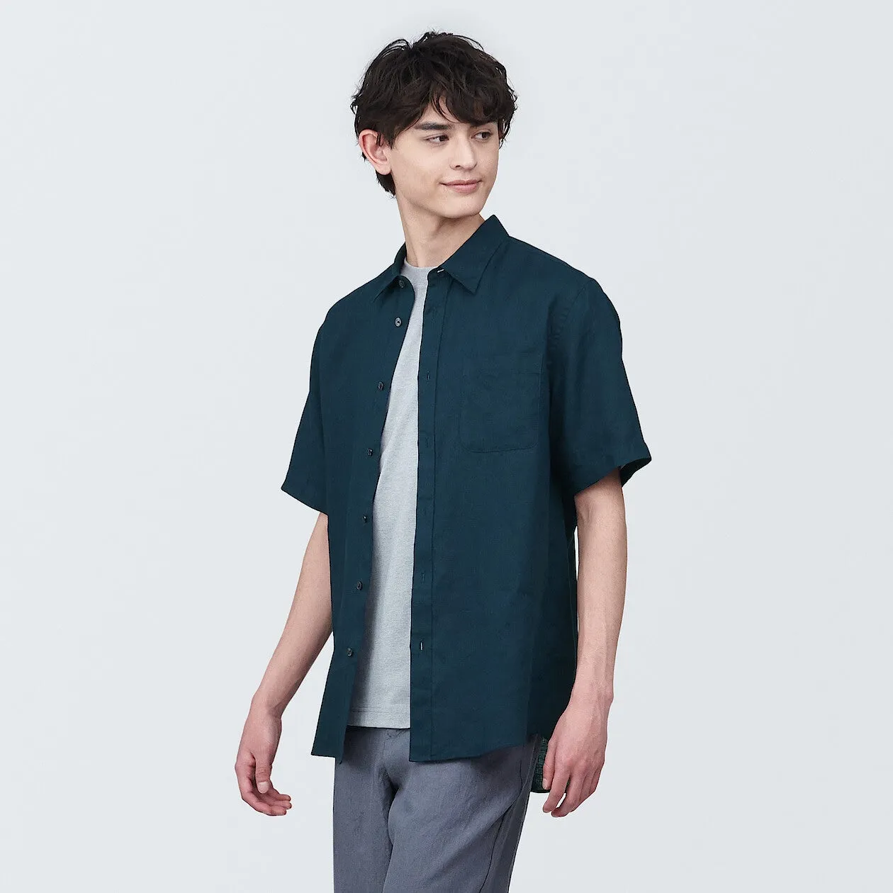 Washed Linen Short Sleeve Shirt