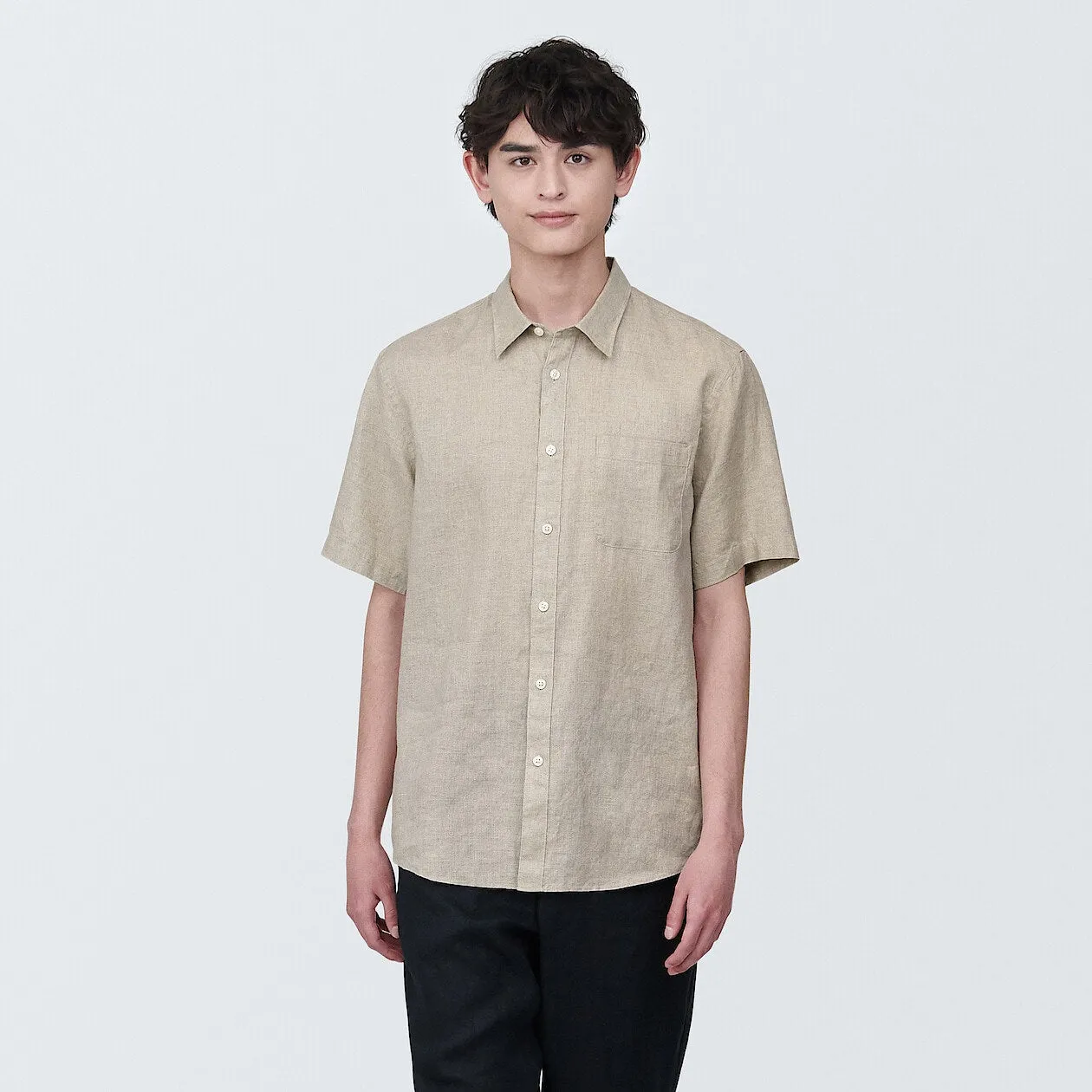 Washed Linen Short Sleeve Shirt