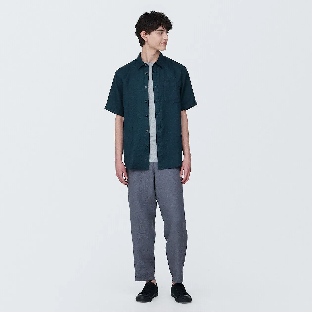 Washed Linen Short Sleeve Shirt