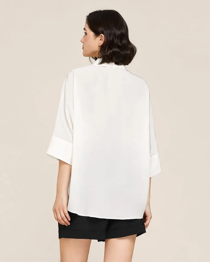 Weekend Oversize Silk Co-Ord Set White & Black