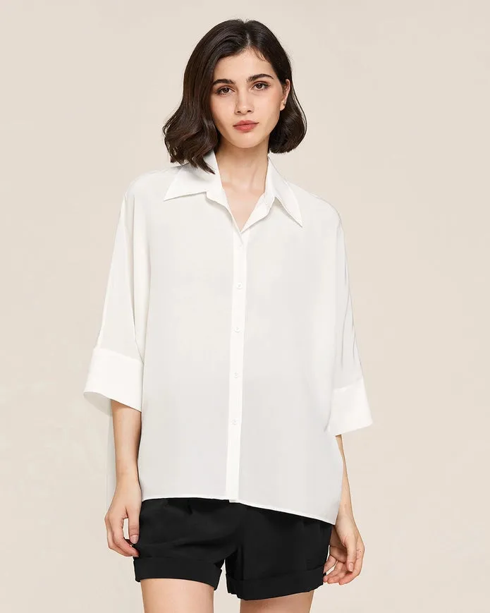 Weekend Oversize Silk Co-Ord Set White & Black