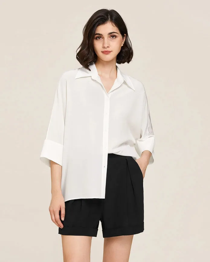 Weekend Oversize Silk Co-Ord Set White & Black