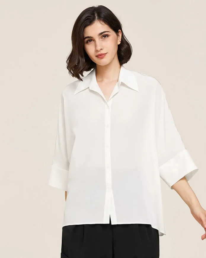 Weekend Oversize Silk Co-Ord Set White & Black