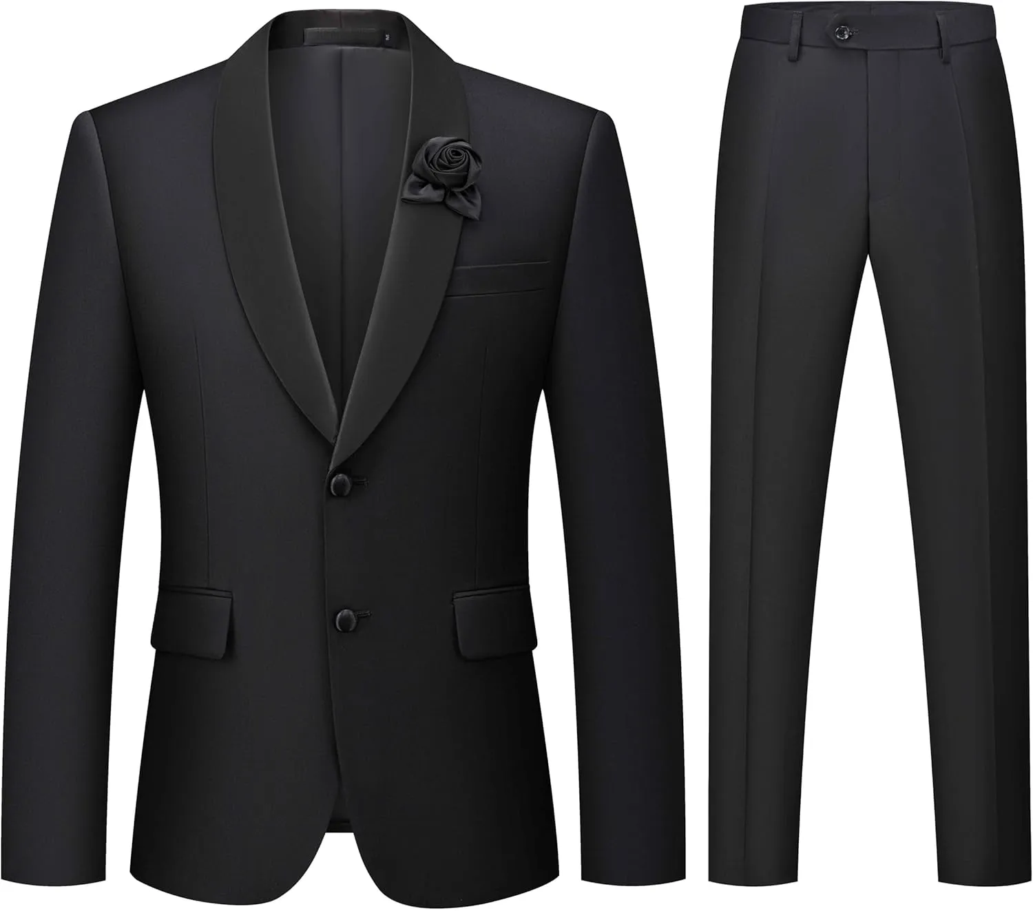 WEEN CHARM Men's 2 Piece Suit Two Button Blazer Jacket Pants Set Slim Fit Formal Wedding Business Suit Elegant Tuxedo Suit