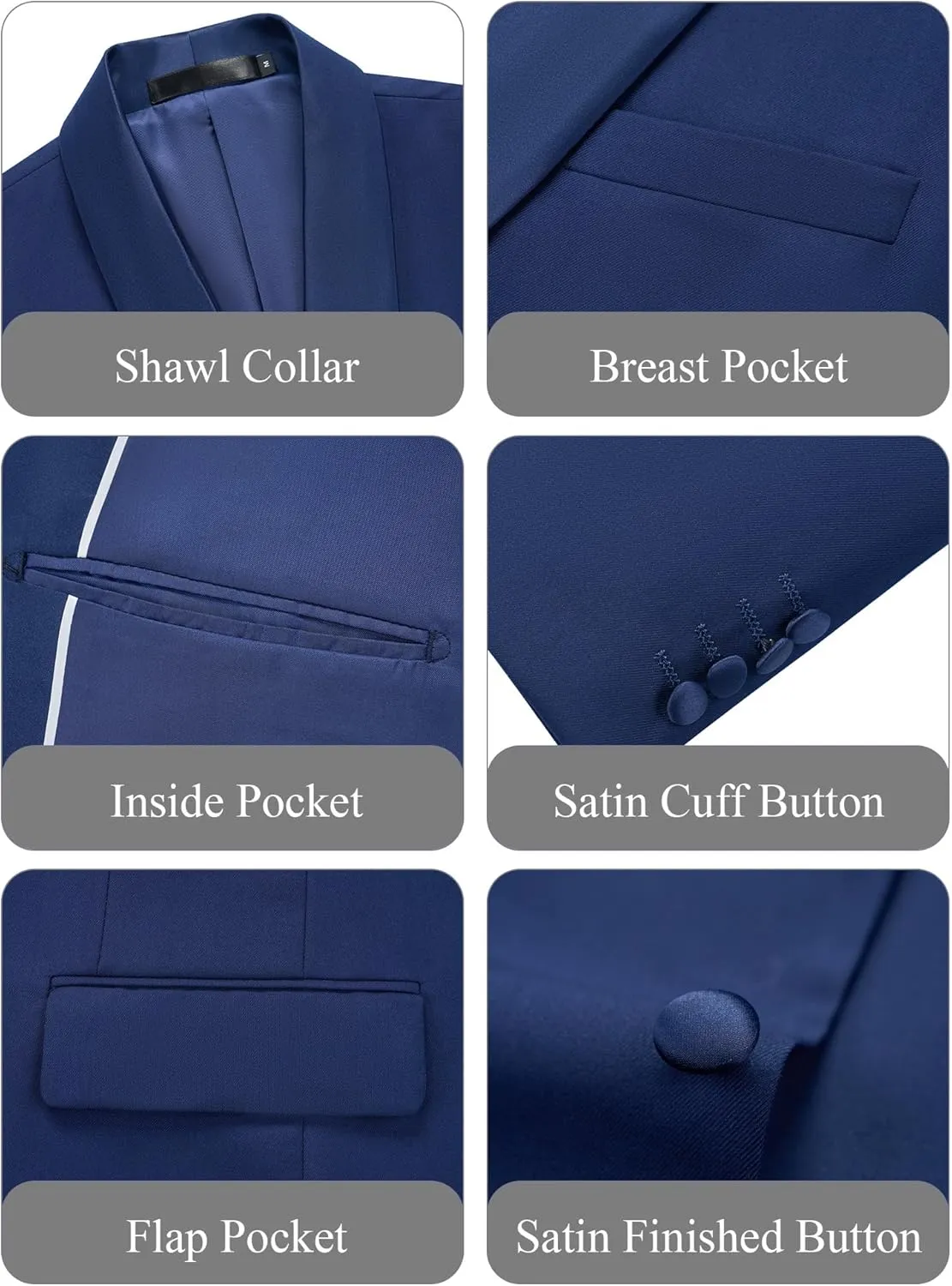 WEEN CHARM Men's 2 Piece Suit Two Button Blazer Jacket Pants Set Slim Fit Formal Wedding Business Suit Elegant Tuxedo Suit
