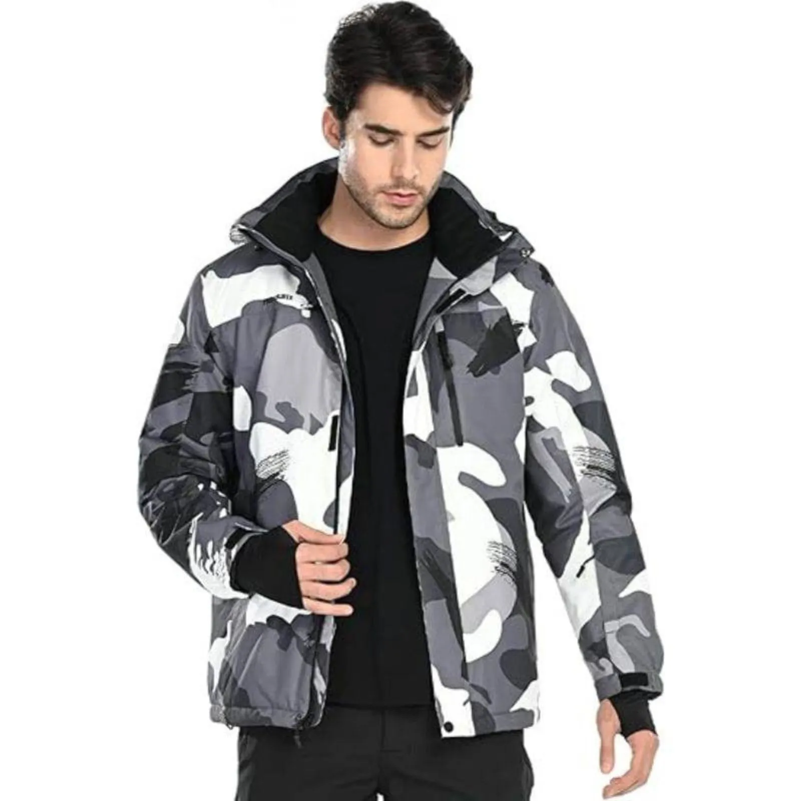 WHALE Men's Waterproof Warm Fleece Lined Ski Jacket