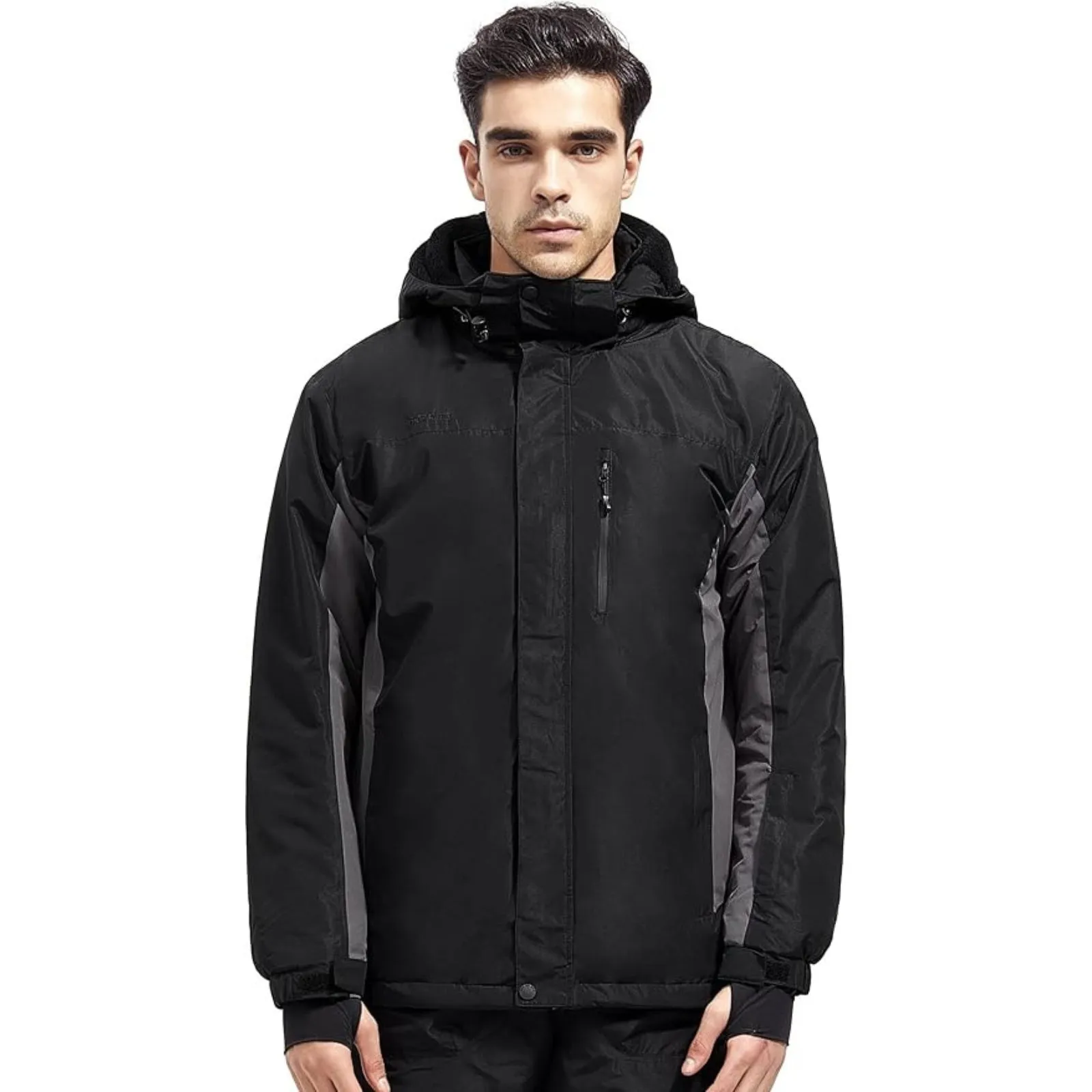 WHALE Men's Waterproof Warm Fleece Lined Ski Jacket