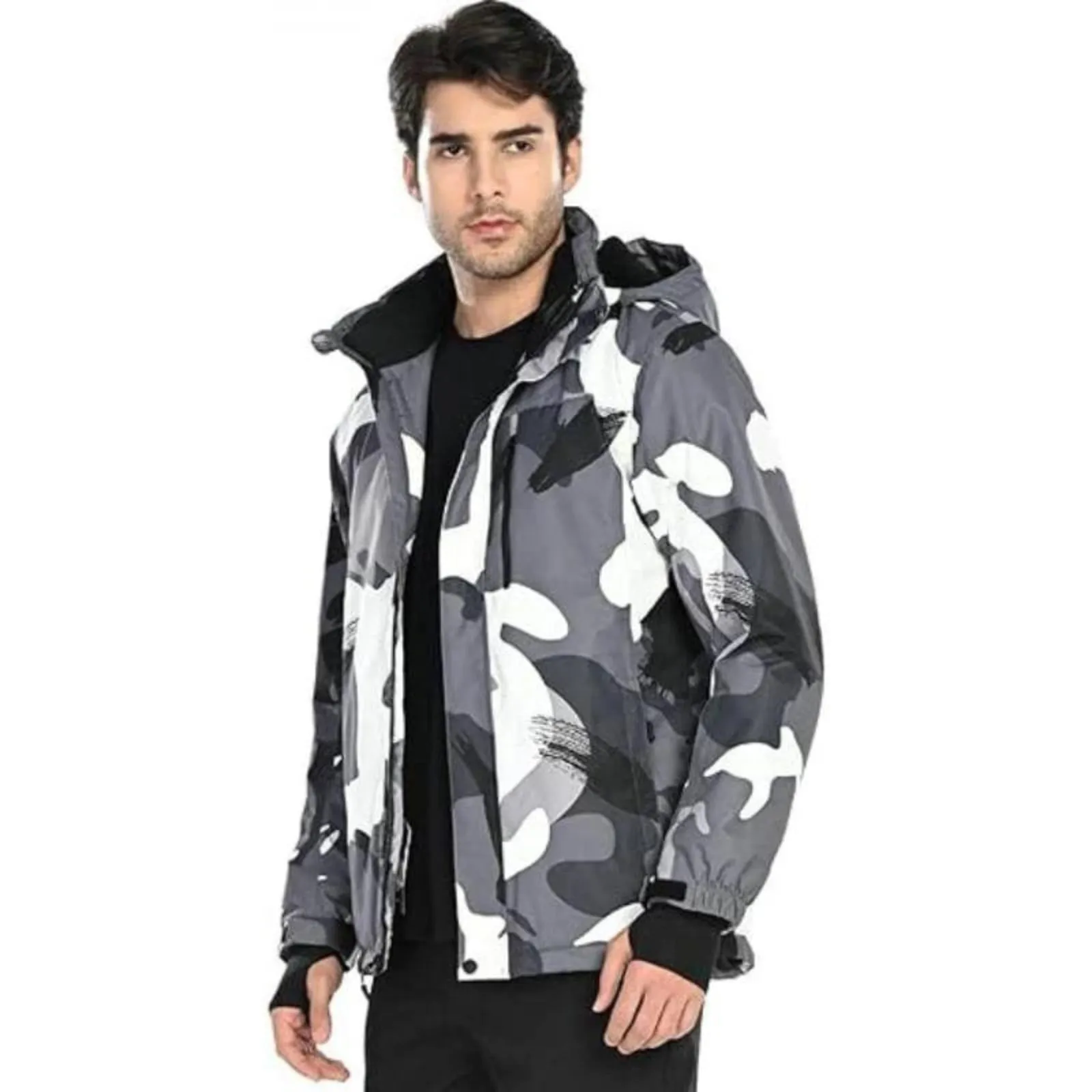 WHALE Men's Waterproof Warm Fleece Lined Ski Jacket
