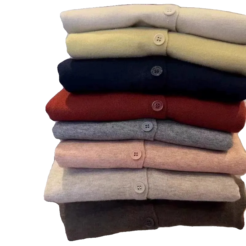WhisperSoft K-Style Cashmere Knit Cardigan – Loose Round-Neck Sweater for Spring & Autumn Elegance