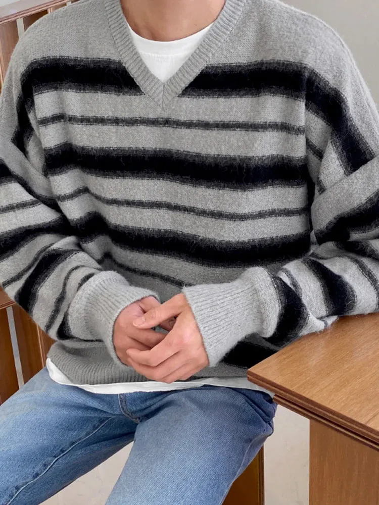 WIAOFELLAS  -  Autumn/Winter Men's Sweater Pullover Round Neck Long Sleeve Knitted Loose Korean Edition Versatile Knitwear Leisure C73