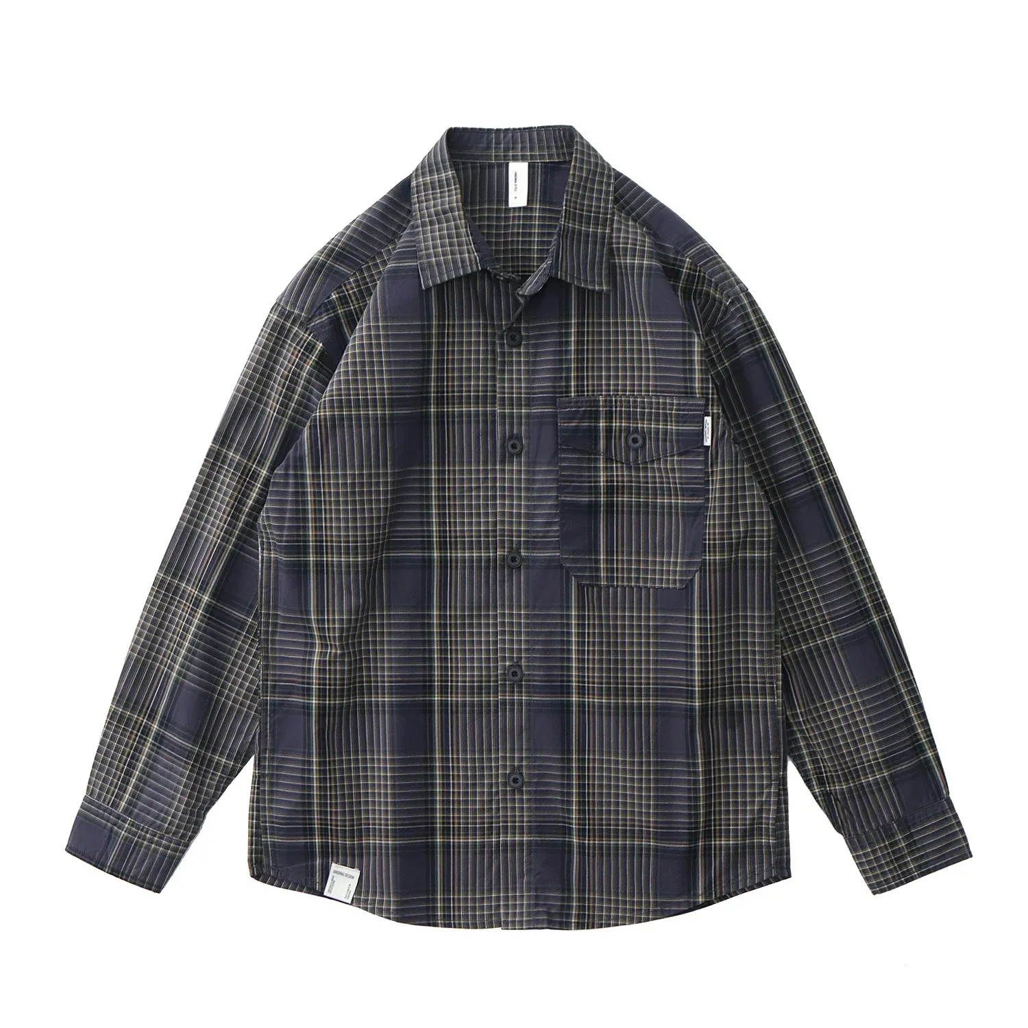 Wiaofellas  -  Men Cotton Washed Plaid Shirt Retro Style American Workwear Logger Long Sleeve Cargo Shirt Jacket With Chest Pocket