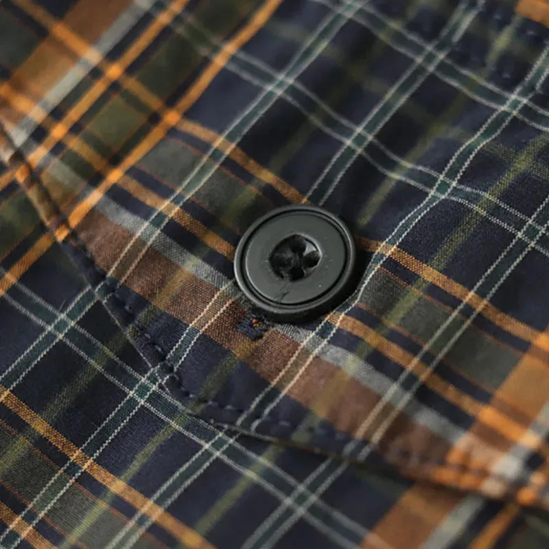 Wiaofellas  -  Men Cotton Washed Plaid Shirt Retro Style American Workwear Logger Long Sleeve Cargo Shirt Jacket With Chest Pocket
