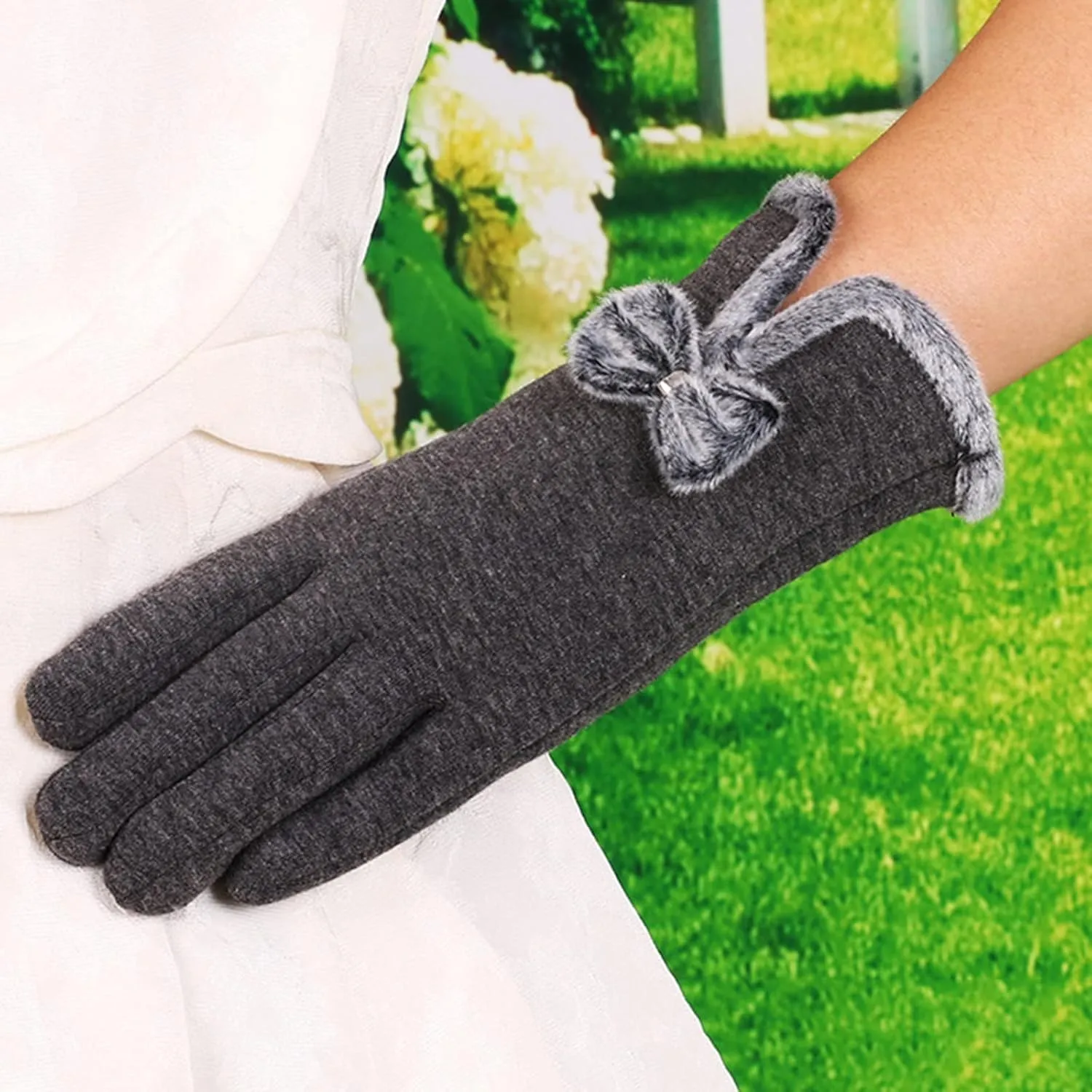 Winter Gloves for Women Warm Suede Touchscreen Texting Gloves Thermal Cold Weather Gloves Elastic Mittens for Driving