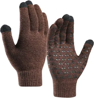 Winter Gloves Men,Full Fingers Touch Screen Thermal Knit Lining Cotton Gloves for Hiking Driving Kids Cold Weather