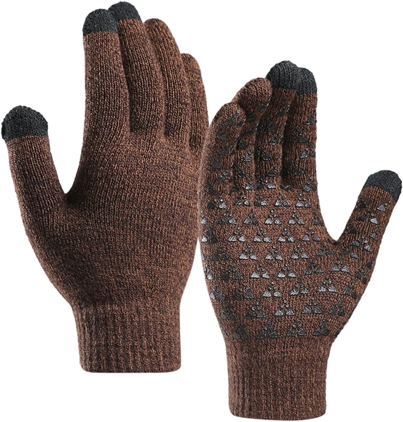 Winter Gloves Men,Full Fingers Touch Screen Thermal Knit Lining Cotton Gloves for Hiking Driving Kids Cold Weather