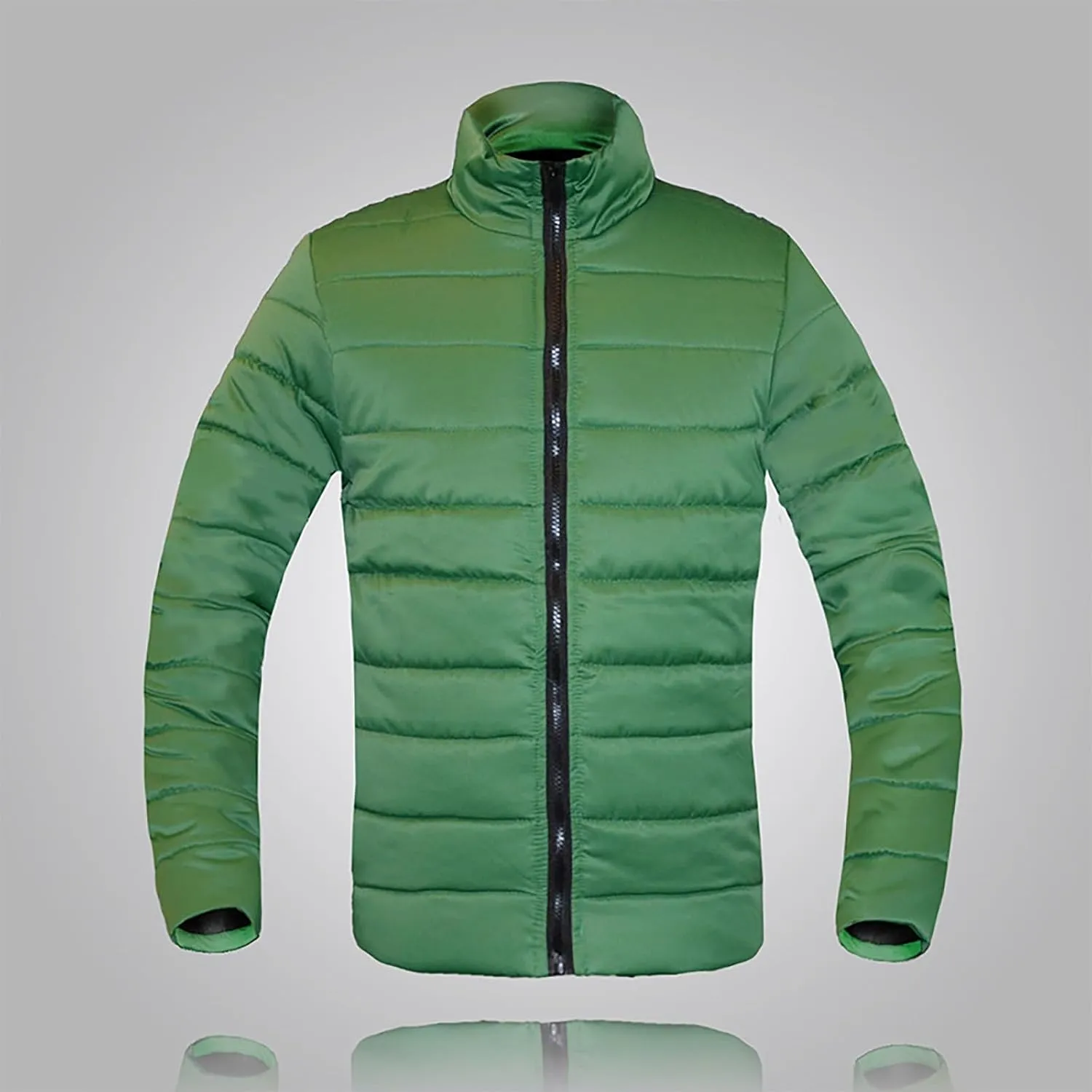 Winter Jacket for Men Casual Solid Color Stand Collar Chunky Jackets Long Sleeve Full Zip Lightweight Warm Coats