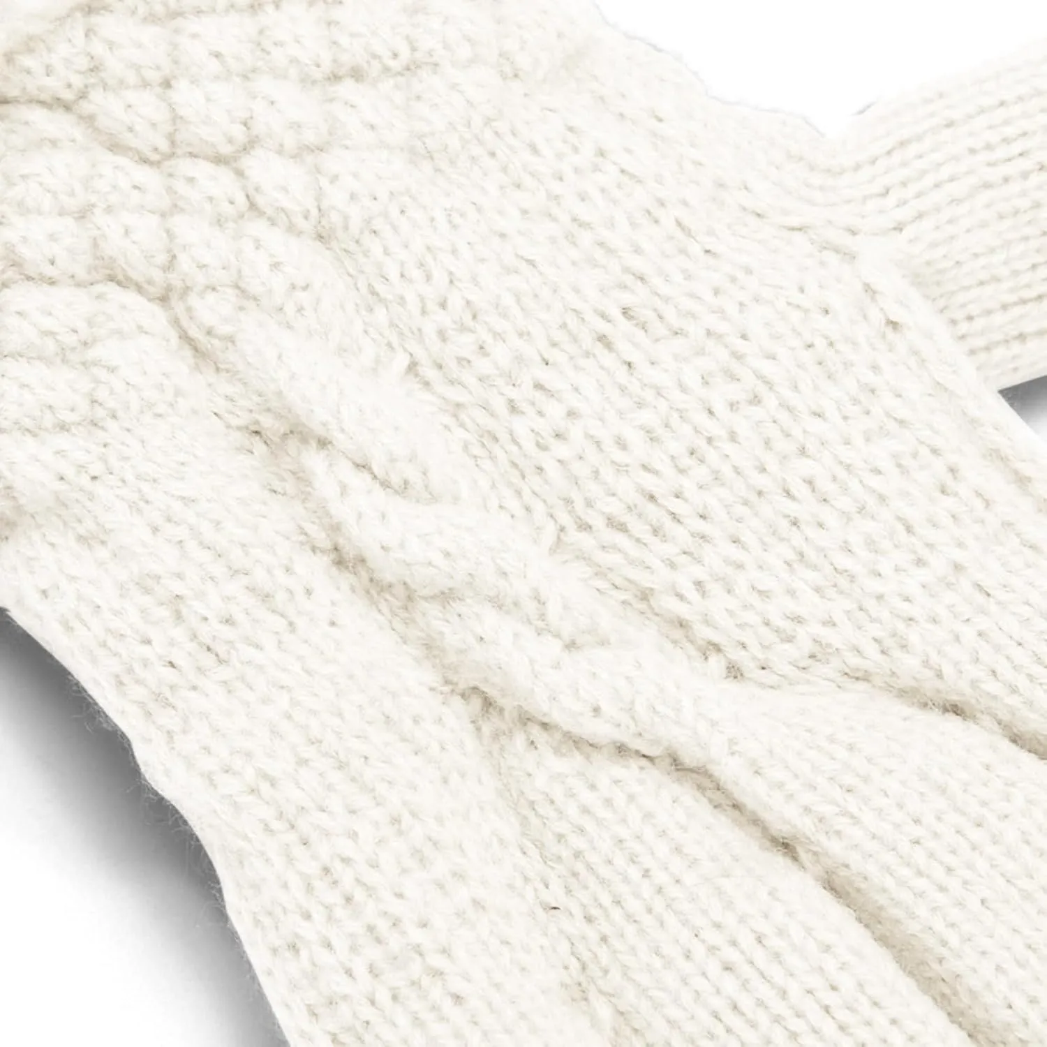 Winter Mesh Gloves Women'S Knitted Plus Velvet Thickened Autumn And Winter Warm Pattern Gloves (Adult Gloves Mittens Men (White, One Size)