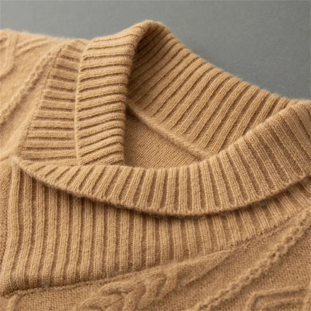 Wjnvfioo Men's V-Neck Loose Fitting and Thickened Knit Shirt Cashmere Sweater