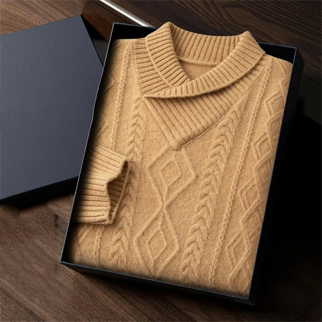 Wjnvfioo Men's V-Neck Loose Fitting and Thickened Knit Shirt Cashmere Sweater