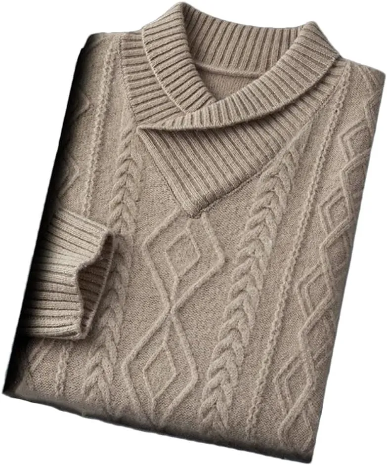 Wjnvfioo Men's V-Neck Loose Fitting and Thickened Knit Shirt Cashmere Sweater