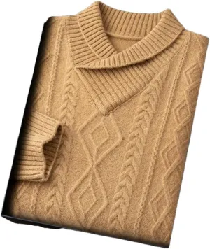 Wjnvfioo Men's V-Neck Loose Fitting and Thickened Knit Shirt Cashmere Sweater
