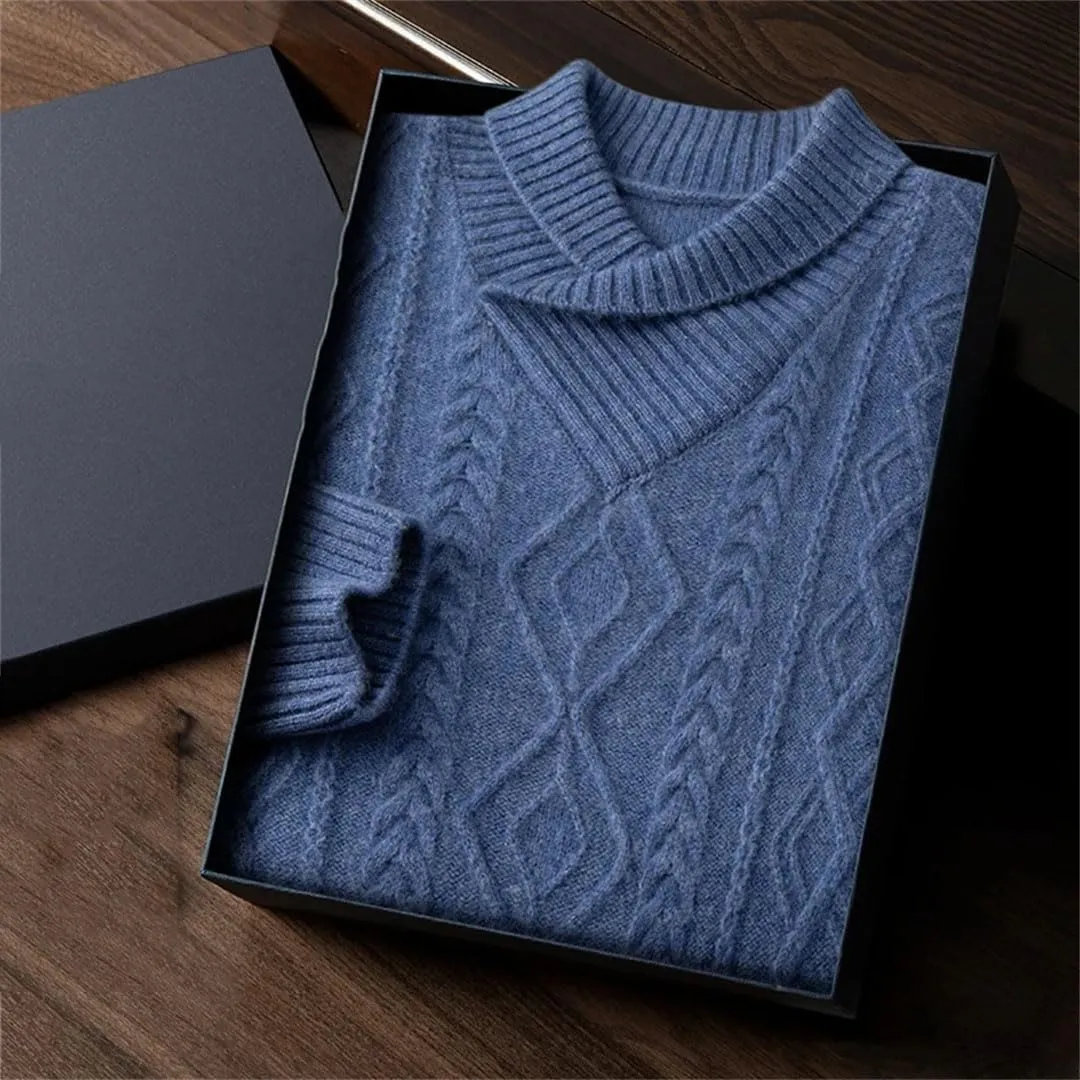 Wjnvfioo Men's V-Neck Loose Fitting and Thickened Knit Shirt Cashmere Sweater