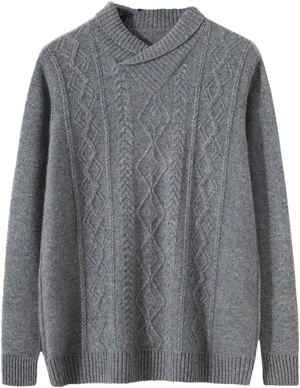 Wjnvfioo Men's V-Neck Loose Fitting and Thickened Knit Shirt Cashmere Sweater