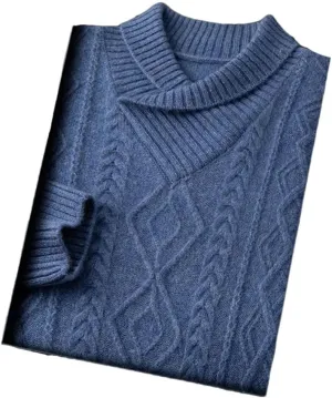 Wjnvfioo Men's V-Neck Loose Fitting and Thickened Knit Shirt Cashmere Sweater