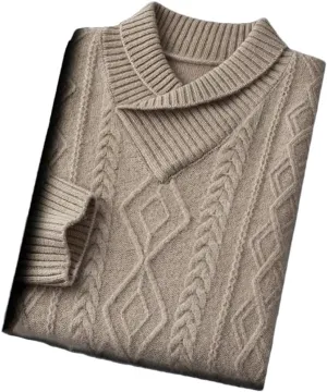 Wjnvfioo Men's V-Neck Loose Fitting and Thickened Knit Shirt Cashmere Sweater