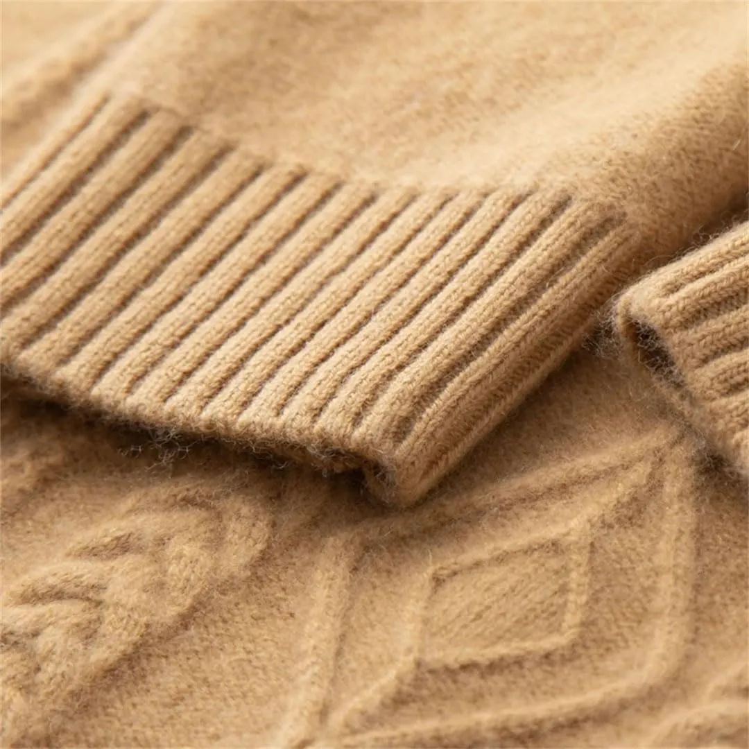Wjnvfioo Men's V-Neck Loose Fitting and Thickened Knit Shirt Cashmere Sweater