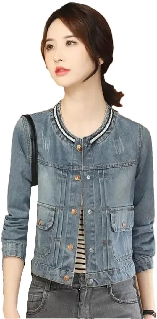 Women Cowboy Small Short Denim Clothing Designer Coat