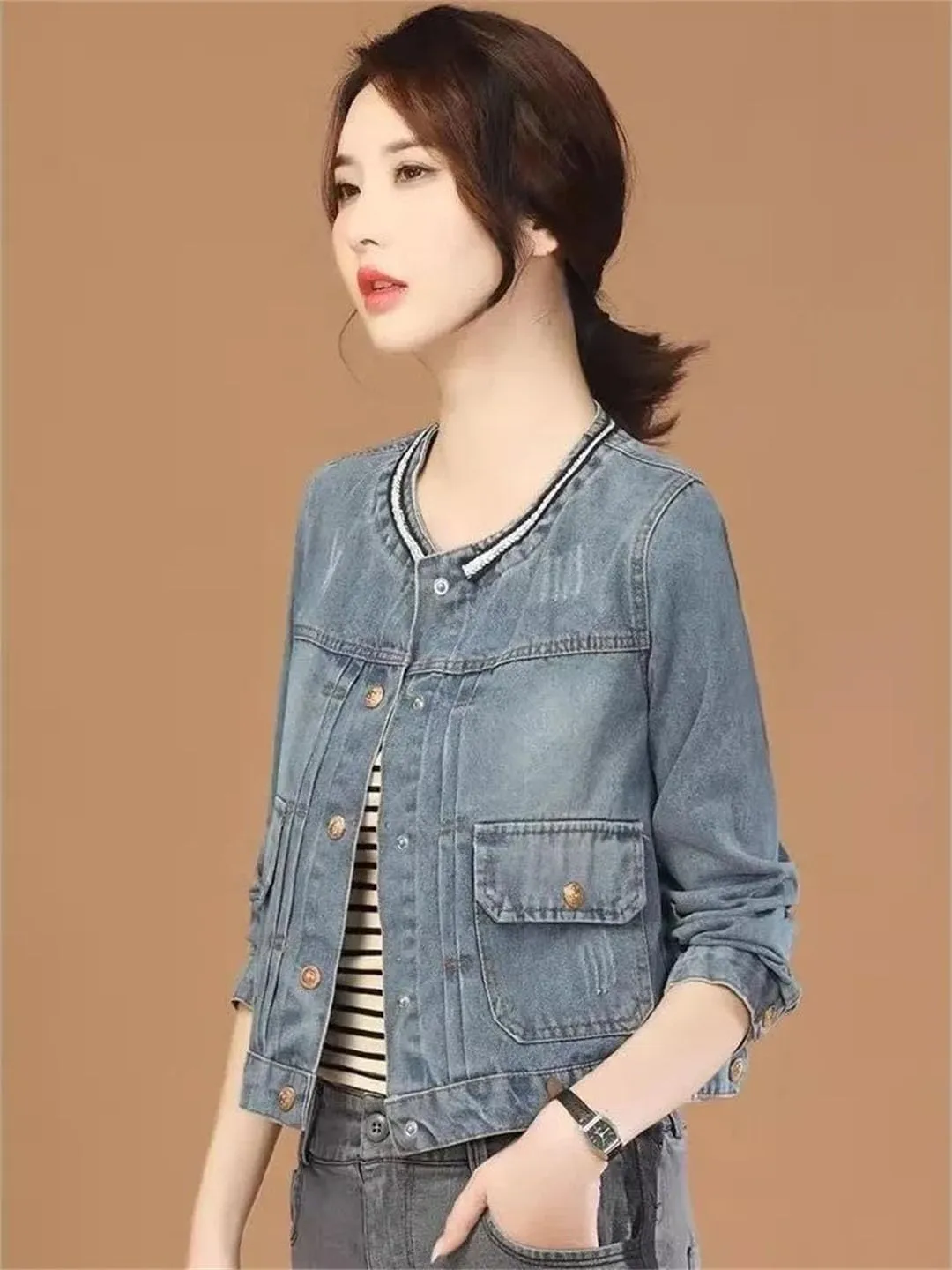 Women Cowboy Small Short Denim Clothing Designer Coat