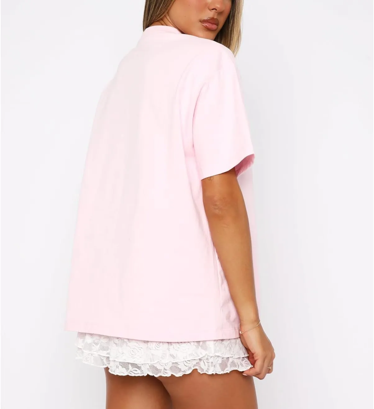 Women Oversized Graphic T Shirt Y2k Short Sleeve Crew Neck Drop Shoulder Loose Fit Tees Summer Preppy Aesthetic Baggy Top