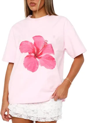 Women Oversized Graphic T Shirt Y2k Short Sleeve Crew Neck Drop Shoulder Loose Fit Tees Summer Preppy Aesthetic Baggy Top