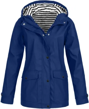 Women Plus Size Raincoat Lightweight Waterproof Windproof Jackets Outdoor Hiking Windbreaker with Hooded