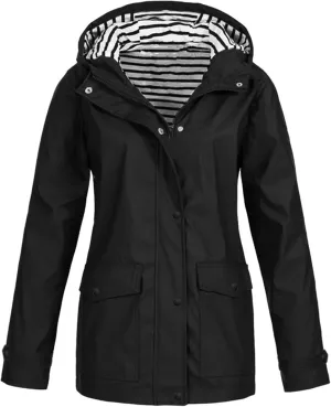 Women Plus Size Raincoat Lightweight Waterproof Windproof Jackets Outdoor Hiking Windbreaker with Hooded
