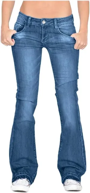 Women Yoga Pants Jeans Stretch Bell Jeans Jeans Women Flare Mid Pants Waist Slim Length Women's Jeans