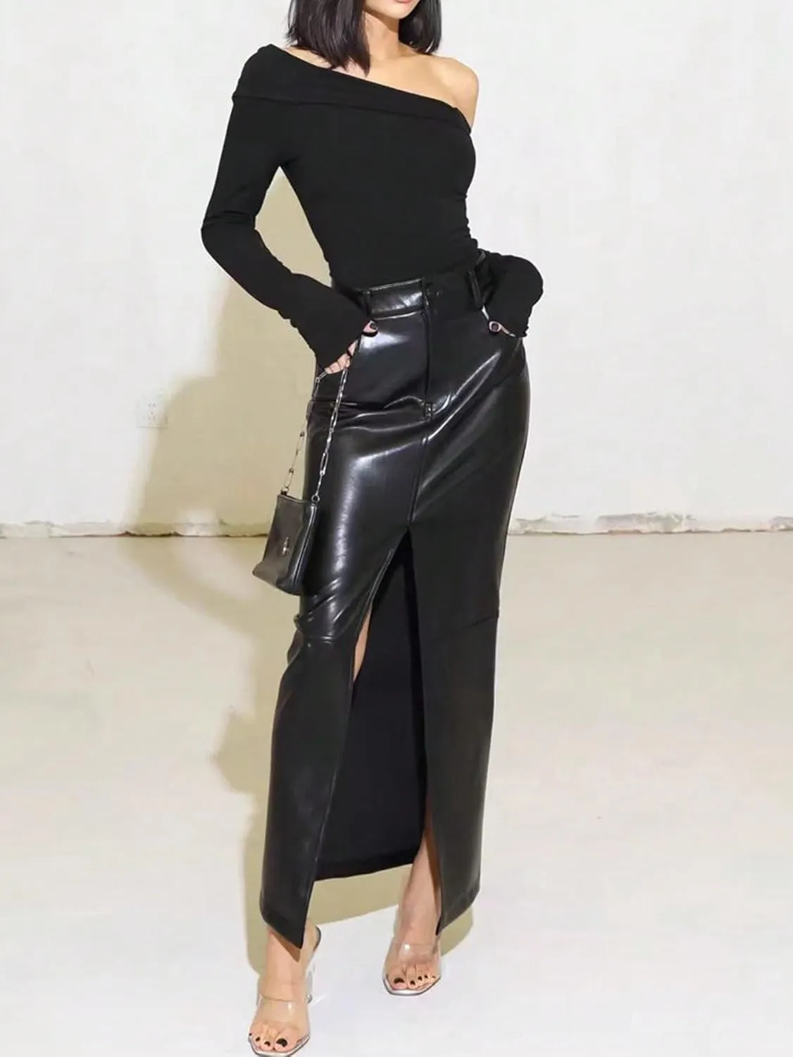 Women's 2025 Casual Maxi Long Skirts Casual Sexy Slit Skirt