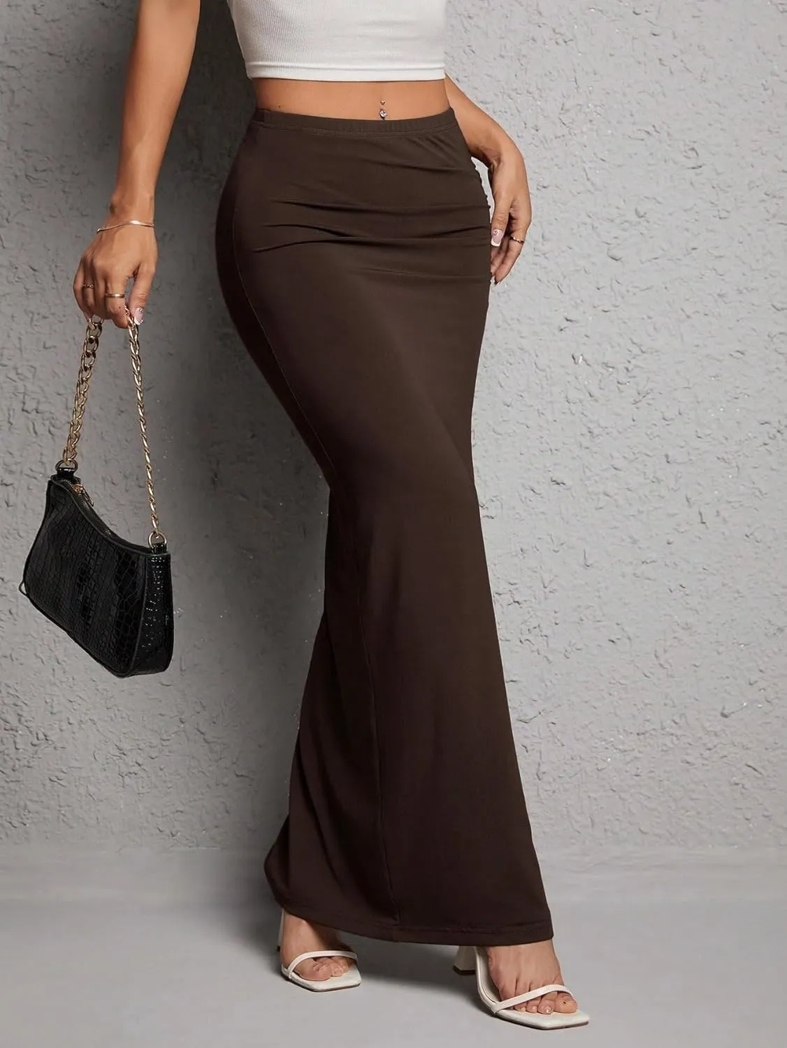 Women's 2025 Casual Maxi Long Skirts Slit Maxi Casual Skirt