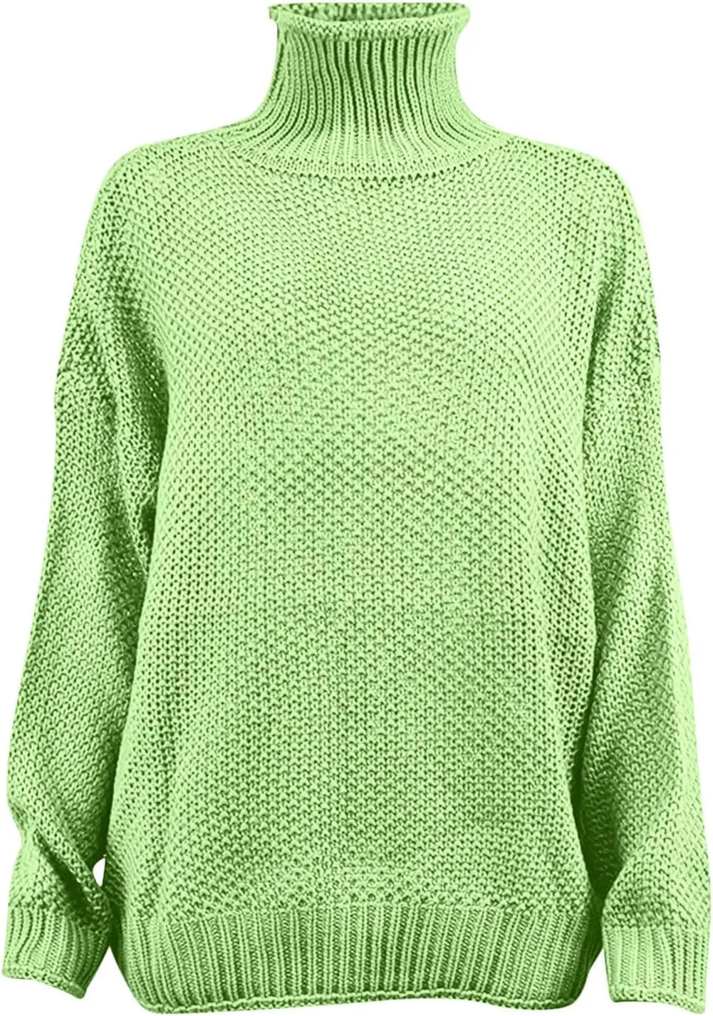 Women's 2025 Turtleneck Balloon Sleeve Sweater Trendy Oversized Chunky Knitted Pullover Knitwear Knitted Jumper Tops