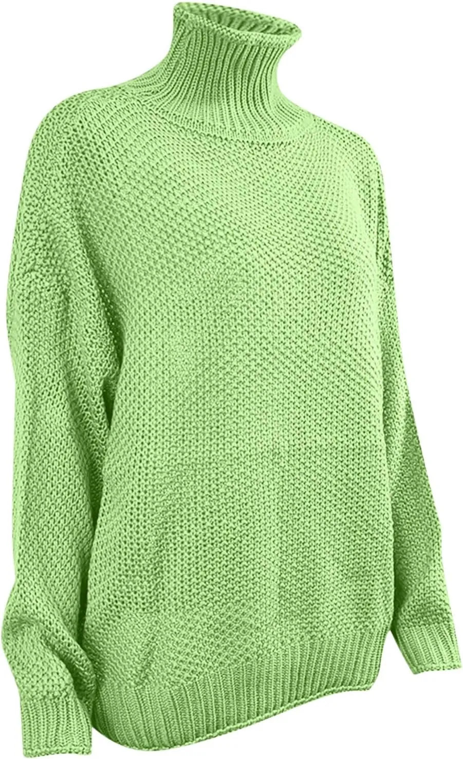 Women's 2025 Turtleneck Balloon Sleeve Sweater Trendy Oversized Chunky Knitted Pullover Knitwear Knitted Jumper Tops