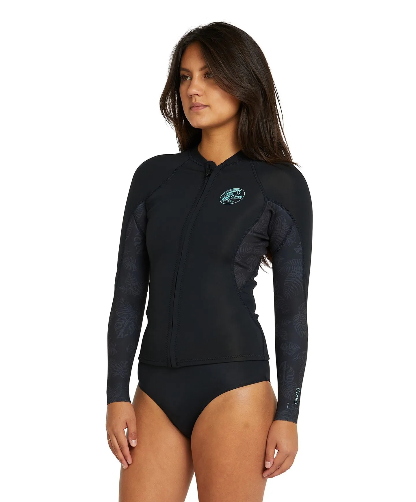 Women's Bahia 1.5mm Full Zip Wetsuit Jacket - Black Night Jungle