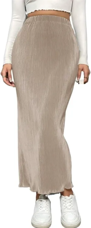 Women's Basic Casual Split Women's Solid Color Casual Long Skirt High Waist Skinny Casual Skirts